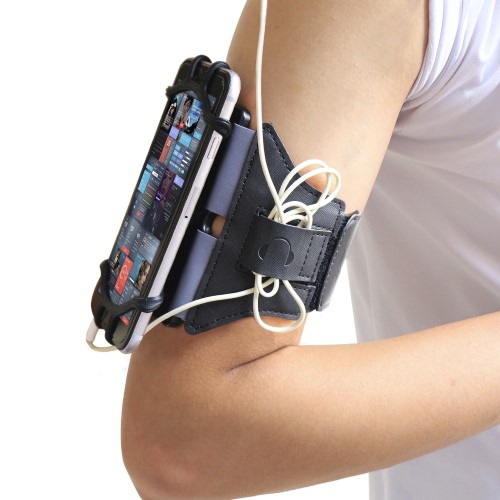 VUP 180 Degree Rotation Running Jogging Gym Bike Armband Fodral för 4,0-6,0 tum mobiltelefoner - svart