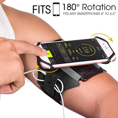VUP 180 Degree Rotation Running Jogging Gym Bike Armband Fodral för 4,0-6,0 tum mobiltelefoner - svart - Bild 5