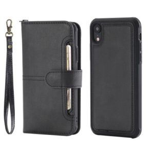 For iPhone XR 6.1 inch Case with Wallet, Magnetic Detachable 2-in-1, Stand Feature - Black