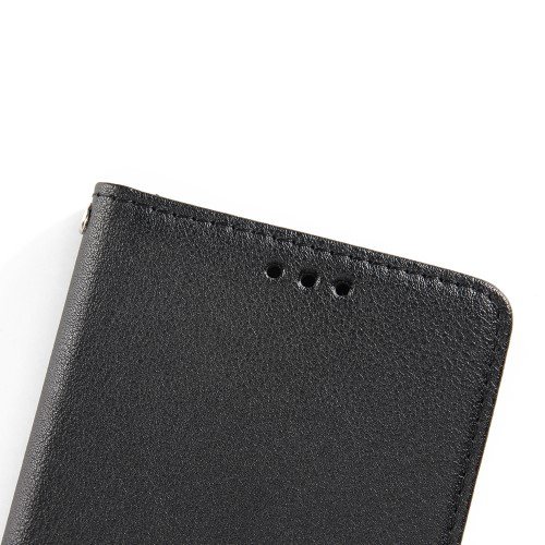 Wallet Stand PU Leather Phone Case with Strap for iPhone XS Max 6.5 inch - Black