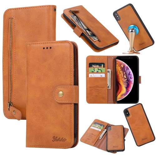 YEKKO PU Leather Wallet Cover iPhone XS Max - Orange