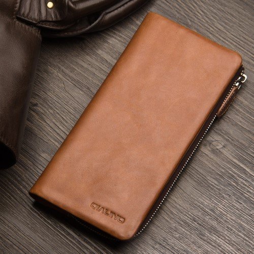 QIALINO Genuine Leather Wallet Pouch Cover for iPhone XS Max / 8 Plus / 7 Plus/7 Samsung Note7 Etc - Brown