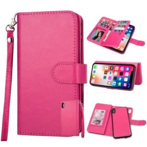 Magnetic Detachable PU Leather Shell 9 Card Slots for iPhone XR 6.1 inch - Rose
